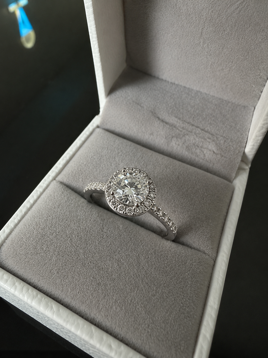Halo Orbit Princess Ring – 3EX DVVS1 Moissanite, 925 Silver & 18K Vermeil