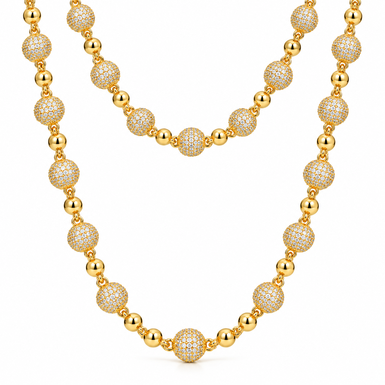 GELATI "CHAÎNE AU COU" DIAMOND BEADS CHAIN | DVVS1 Lab Moissanite | 18K Vermeil