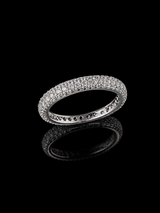 Two-Row DVVS1/CB Moissanit Diamond Eternity Ring in 925 Sterling Silver & 18k Vermeil Gold