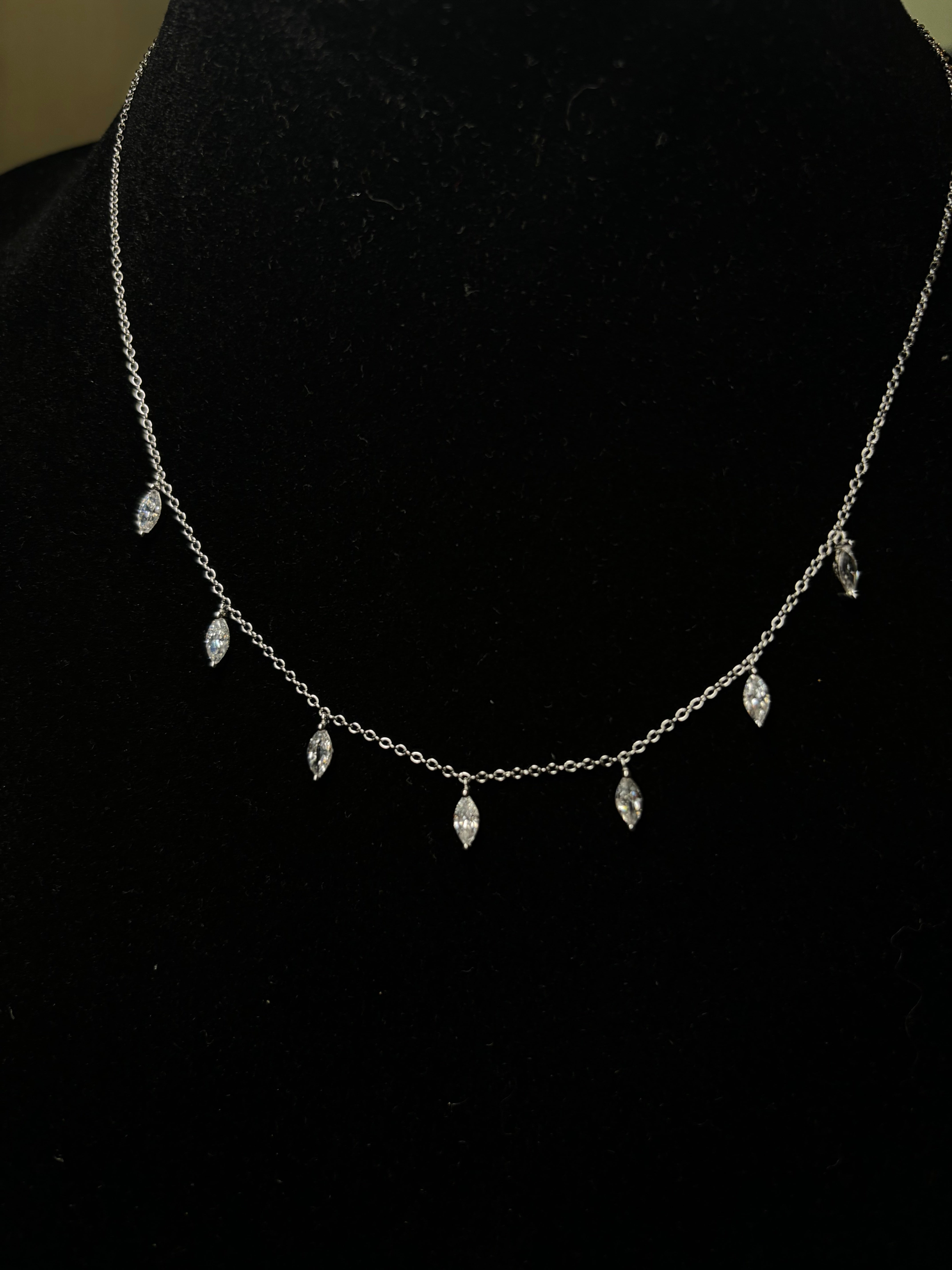 Gelati's Diamond 1 Ctw DVVS1 Lab Moissanite Marquise Droptear Necklace in solid 925 Sterling Silver & 14k Vermeil Gold