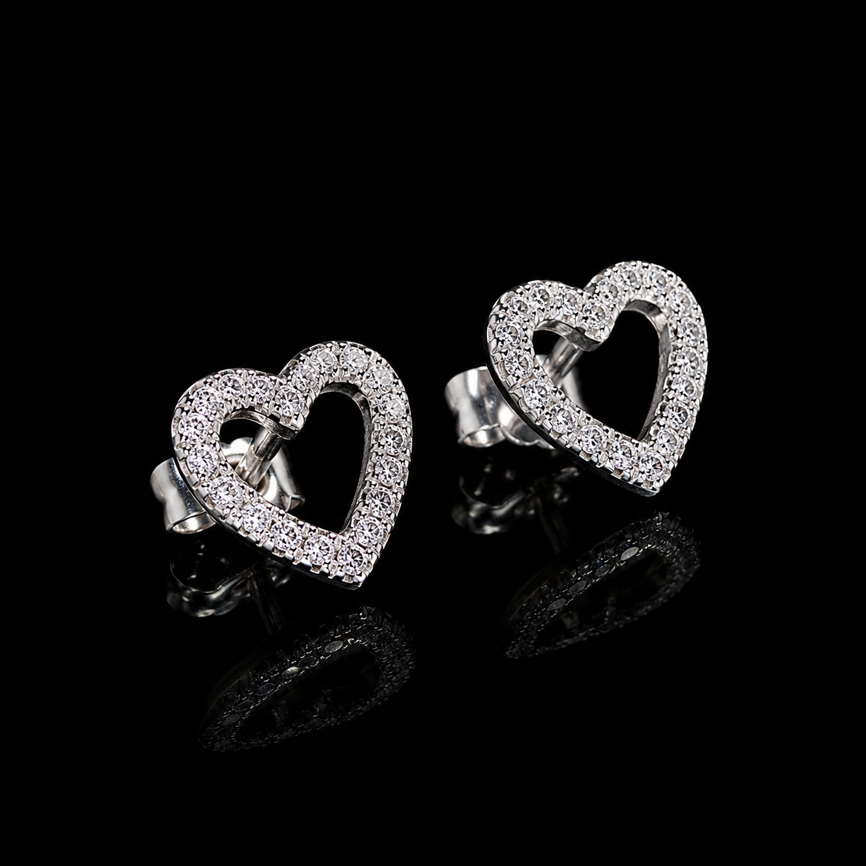 Gelati Halo Hollow Heart Earrings – FL/IF Lab Moissanite | 925 Silver & 18k Vermeil Gold