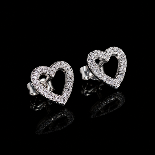 Gelati Halo Hollow Heart Earrings – FL/IF Lab Moissanite | 925 Silver & 18k Vermeil Gold