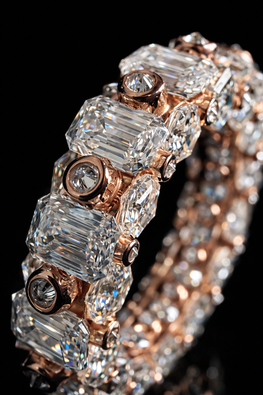 Gelati's "Apocalypse"  1 Of  1 Diamond Baguette & Hexagon Cut Hybrid Spiked Diamond Setting FL-IF Lab Moissanite & A Solid 925 Silver & 14k Rose Gold Frame