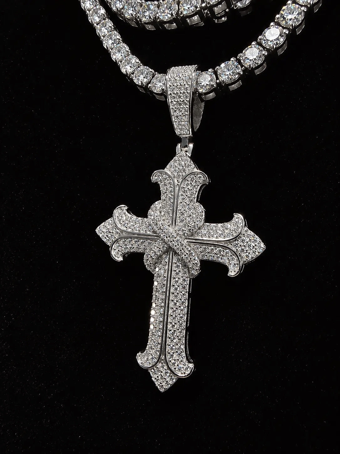 GELATI ASTRAL INFINITY CROSS | FL-IF Flawless Lab Moissanite | 925 Sterling Silver | 18K Vermeil Gold | Rope Chain Included