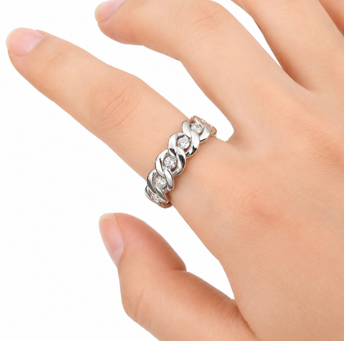 GELATI’S BESPOKE DIAMOND 5 CT CUBAN RING IN 925 STERLING SILVER & FL-IF MOISSANITE DIAMONDS
