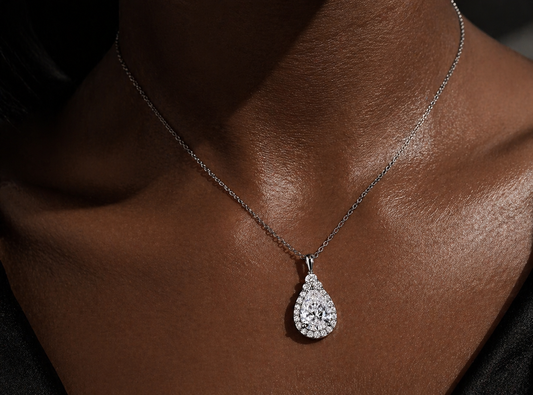 Gelati Droptear Princess Necklace – 3CTW FL/IF Lab Moissanite | 925 Silver & 18K Vermeil Gold