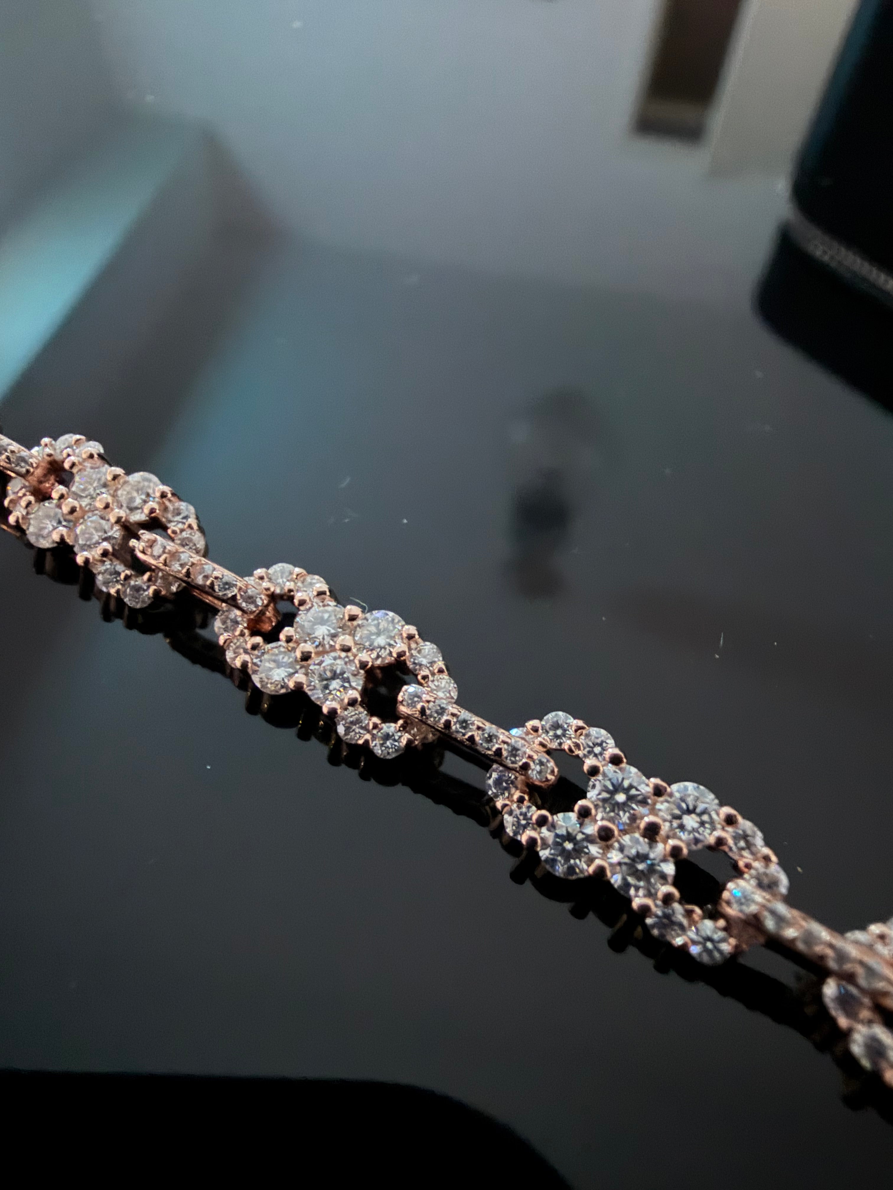 Gelati's Bussdown Infinity Link Diamond Bracelet In FL-IF Lab Moissanite GRA & 925 Sterling Silver & 18K Vermeil Gold