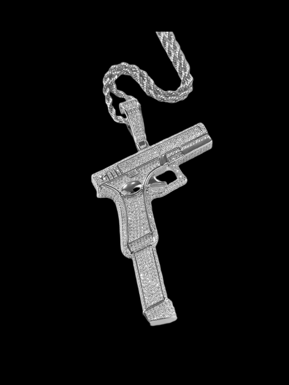 Gelati's Extendo Clip Diamond Pendant in Solid Titanium & Free 925 Silver Rope Chain
