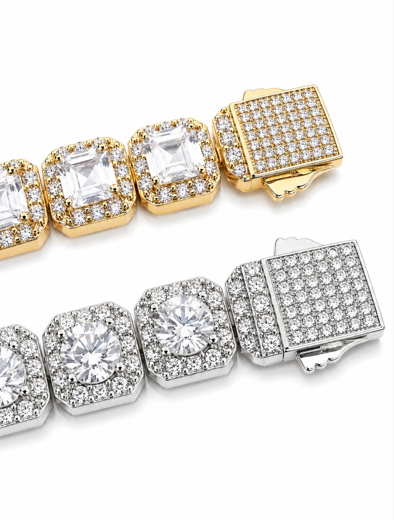 CLUSTER HALO TENNIS BRACELET – CB DIAMONDS, TITANIUM & 18K VERMEIL GOLD