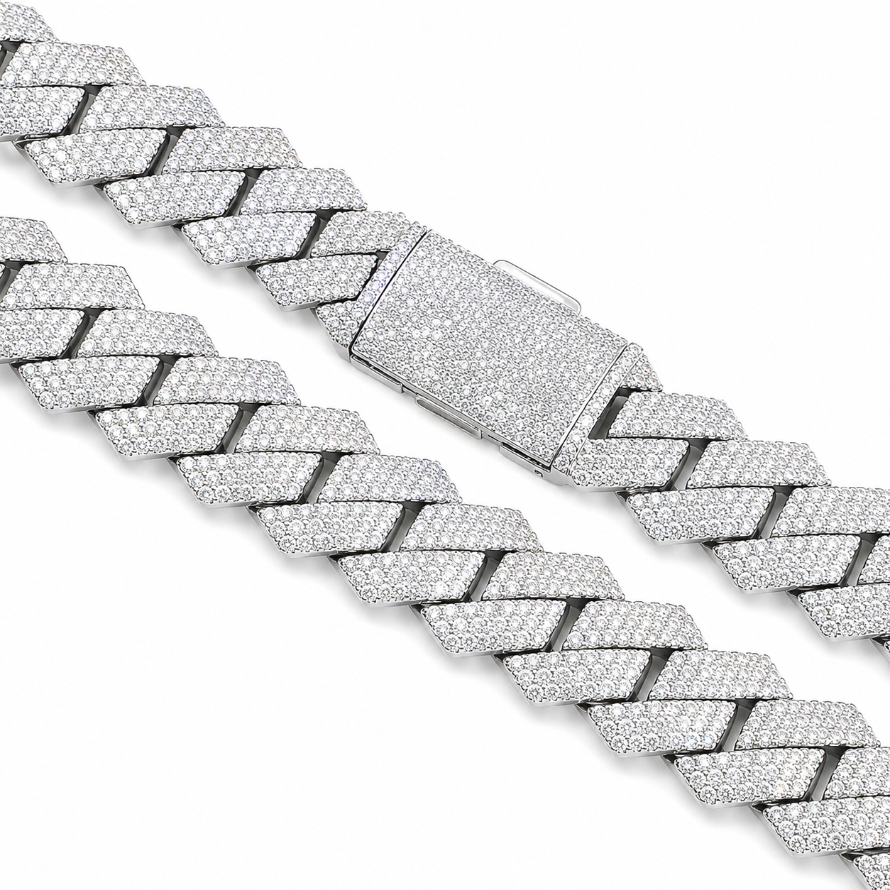 Gelati Micro Pave Setting HCD/VVS1 Moissanite |Diamond Titanium  Miami Square Necklace |18k Vermeil Gold