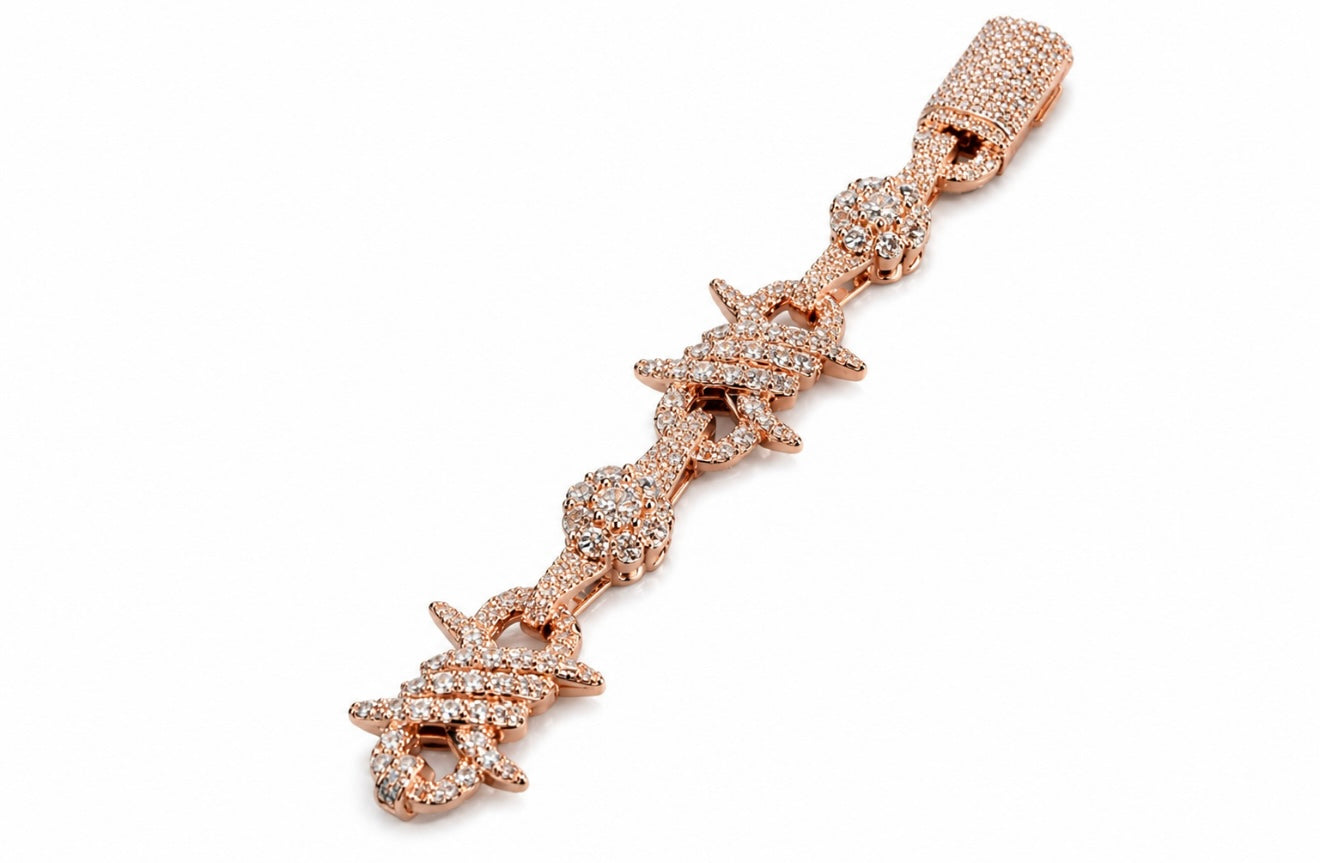 GELATI’S “TWIN SPIKE” FL-IF FLAWLESS MOISSANITE DIAMOND BARBED WIRE BRACELET 10CTW IN SOLID 925 STERLING SILVER & 18K VERMEIL GOLD