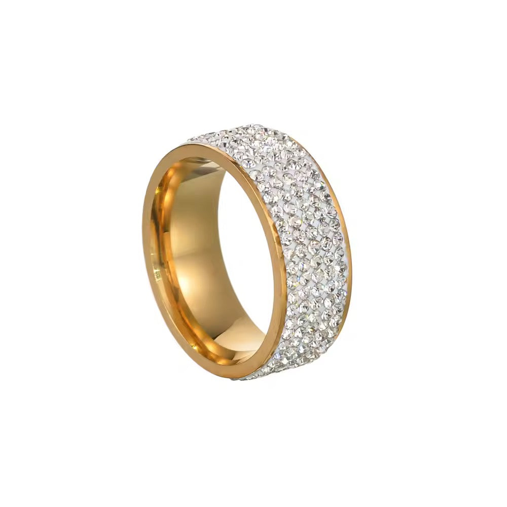 Gelati's 6MM Multi Layer Carbon Diamonds Titanium & Vermeil 18k Layers Ring