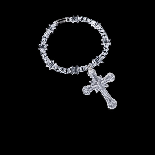 Gelati Noire Diamond Acrylic Barbed Wire Infinity Cross Necklace