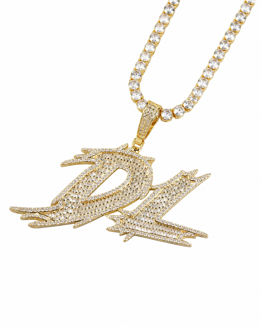Gelati Custom Spiked Frame Diamond Pendant in Solid Titanium & 18k Vermeil Gold + Free Rope Chain
