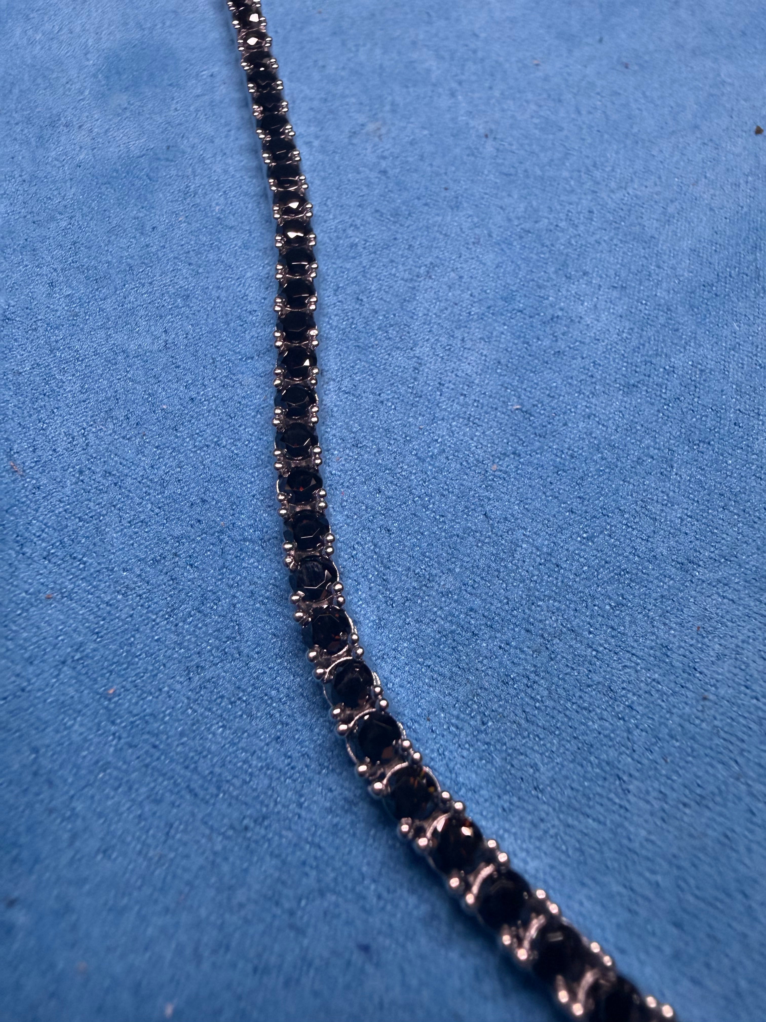 Gelati's Onyx Black D- VVS1 Lab Moissanite 3EX Diamond Bracelet in 925 Silver & 18k Vermeil White Gold