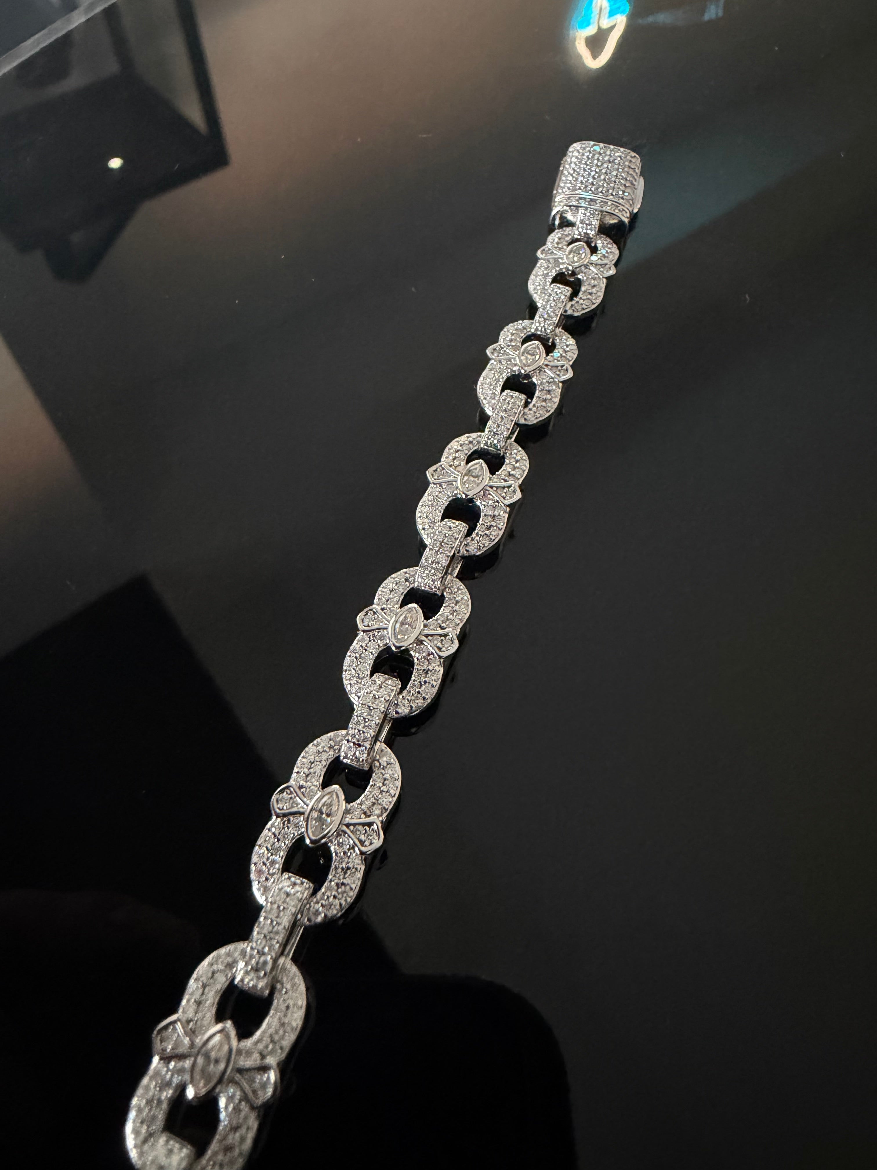 Gelati's Infinity Link & Marquise Cut Hybrid VVS1 Diamond Bracelet in solid 925 Sterling Silver & 18k Vermeil Gold Inlay