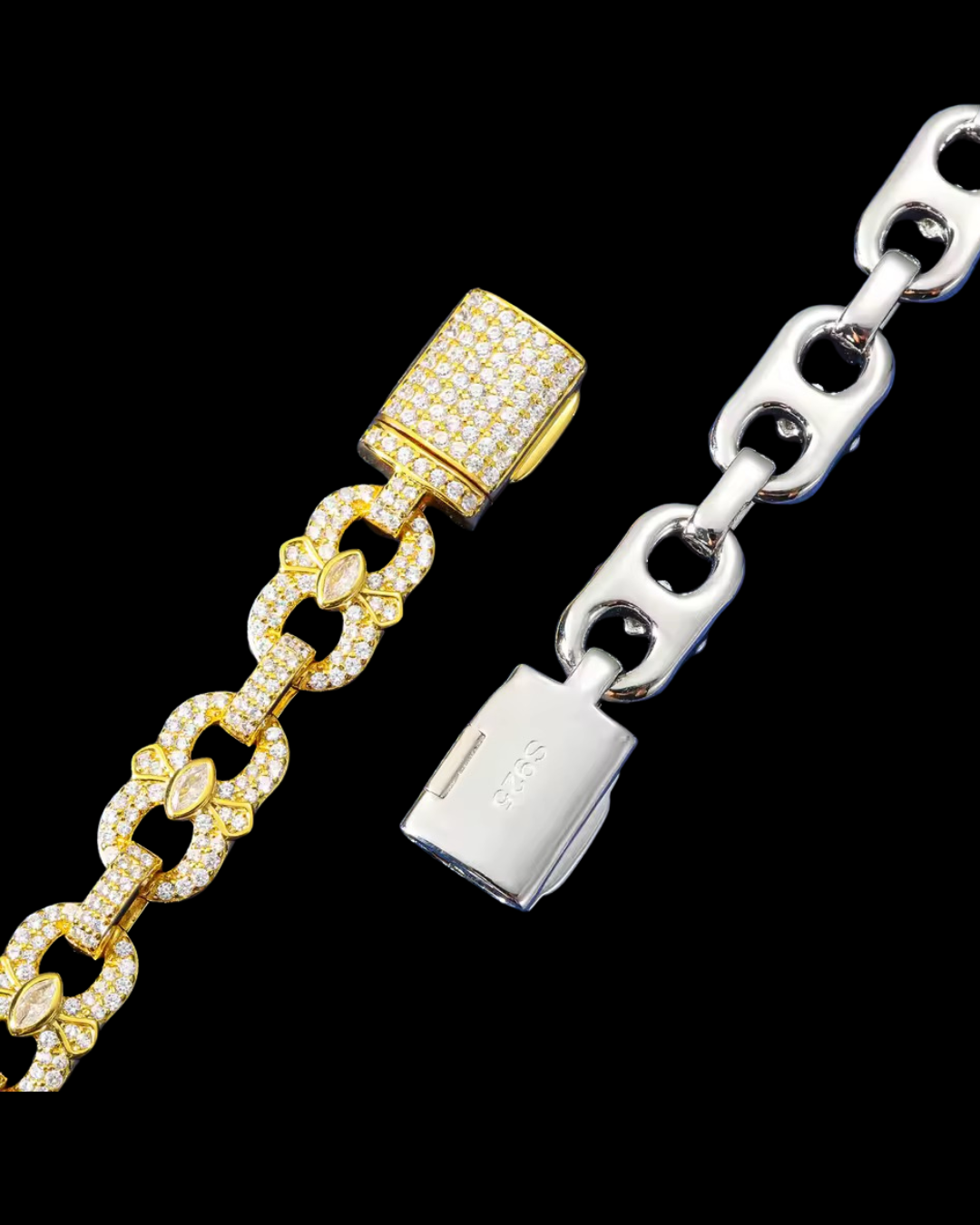 Gelati's Infinity Link & Pear Cut Details VVS1 Diamond Bracelet in solid 925 Sterling Silver & 18k Vermeil Gold Inlay