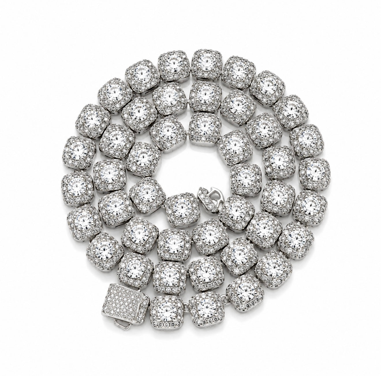 DIAMOND CLUSTER DIAMOND HYBRID TENNIS NECKLACE – TITANIUM & 18K VERMEIL