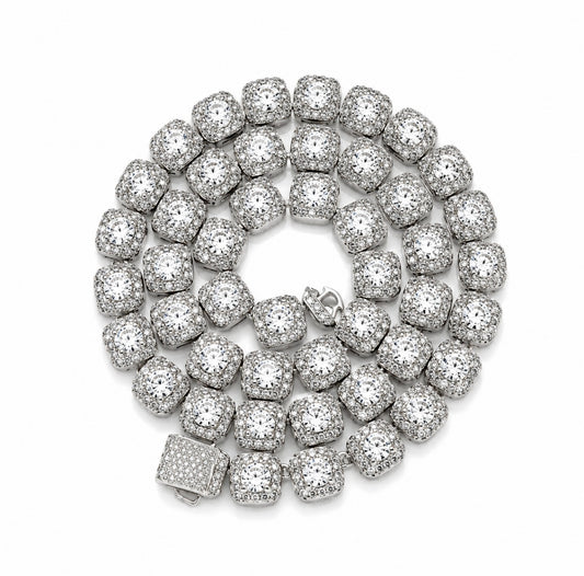 DIAMOND CLUSTER DIAMOND HYBRID TENNIS NECKLACE – TITANIUM & 18K VERMEIL