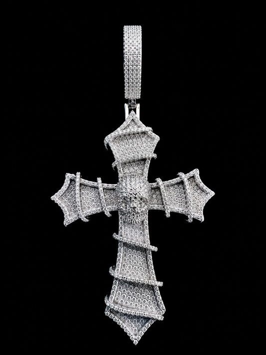 Gelati Limited | Diamond Demon Cross Pendant — FL/IF Lab Grown Moissanite & 18K Vermeil 925 Silver