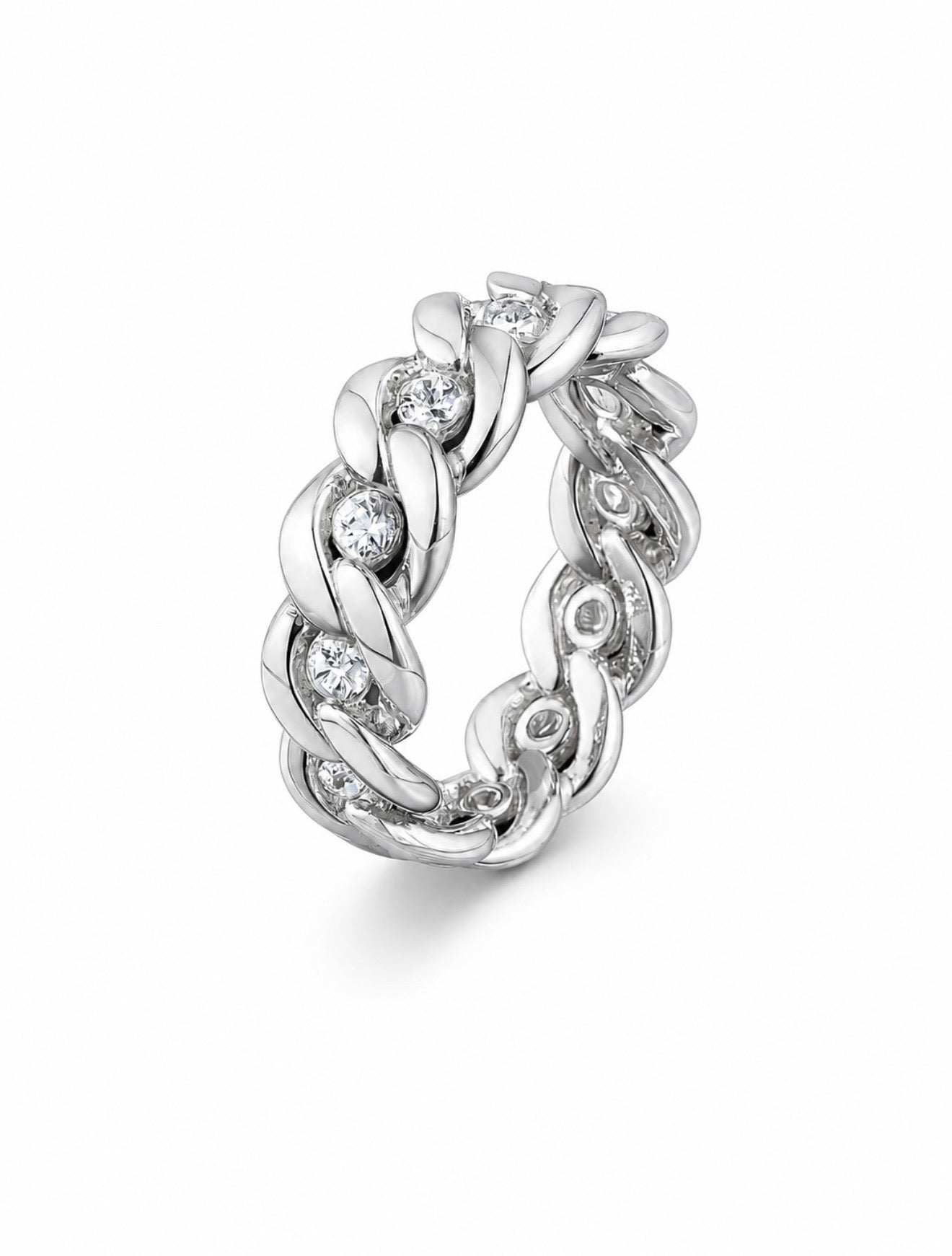 GELATI’S BESPOKE DIAMOND 5 CT CUBAN RING IN 925 STERLING SILVER & FL-IF MOISSANITE DIAMONDS
