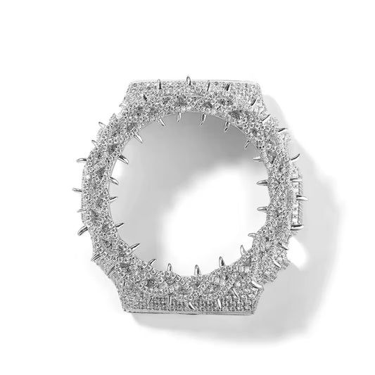 Gelati Thorns Crown G-Shock Case Mod GA2100 VVS1 Lab Moissanite Diamond & 18k Vermeil White Gold