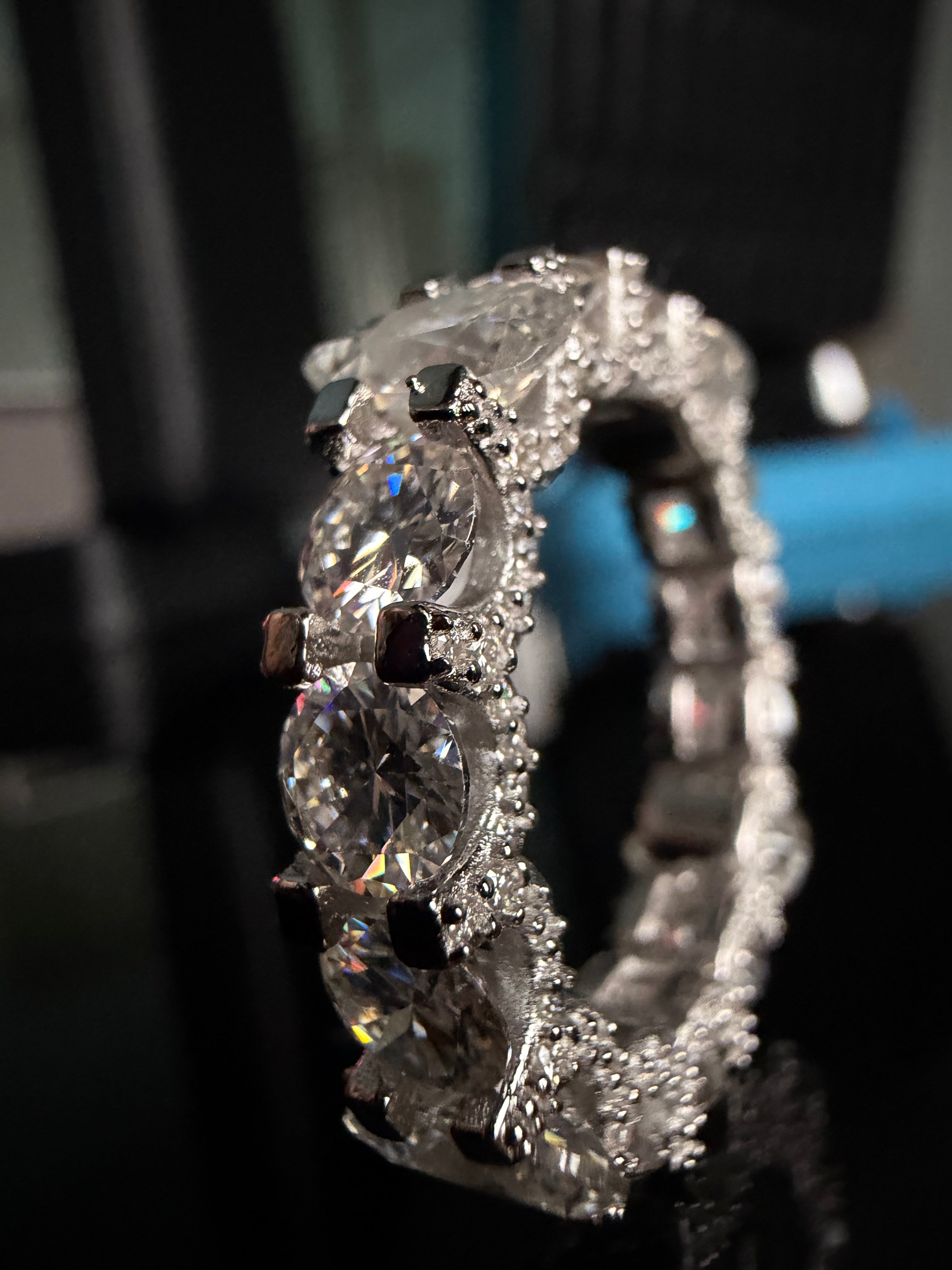 Gelati's "Ice Glacier" FL-IF Lab Moissanite Diamond Hybrid Pear & Diamond Cut Setting Diamond Ring In Solid 925 Silver & 18k Vermeil Gold