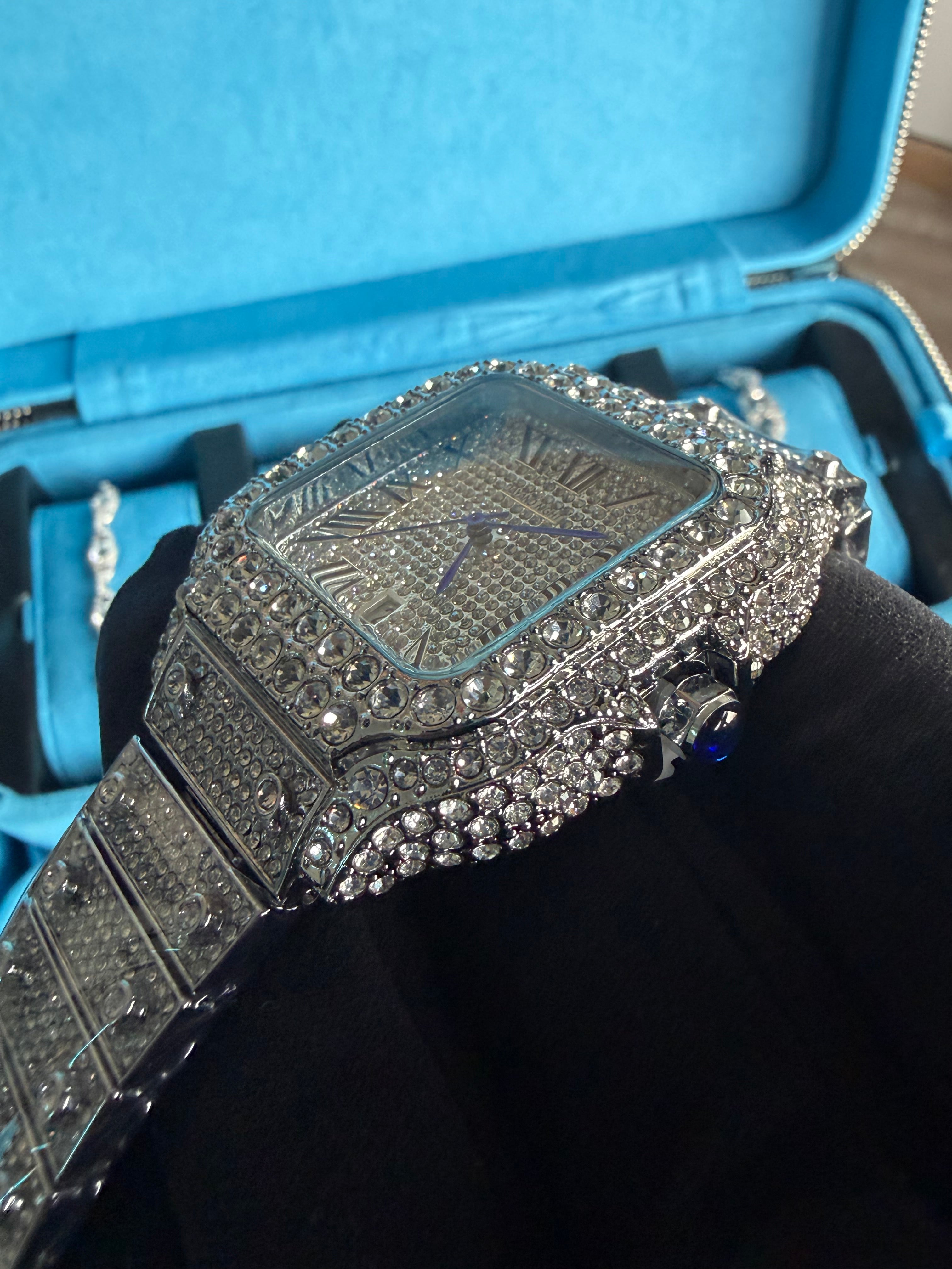 Gelati's Baguette Dial "Primo Santo" Carbon Diamonds & Stainless Steel Watch