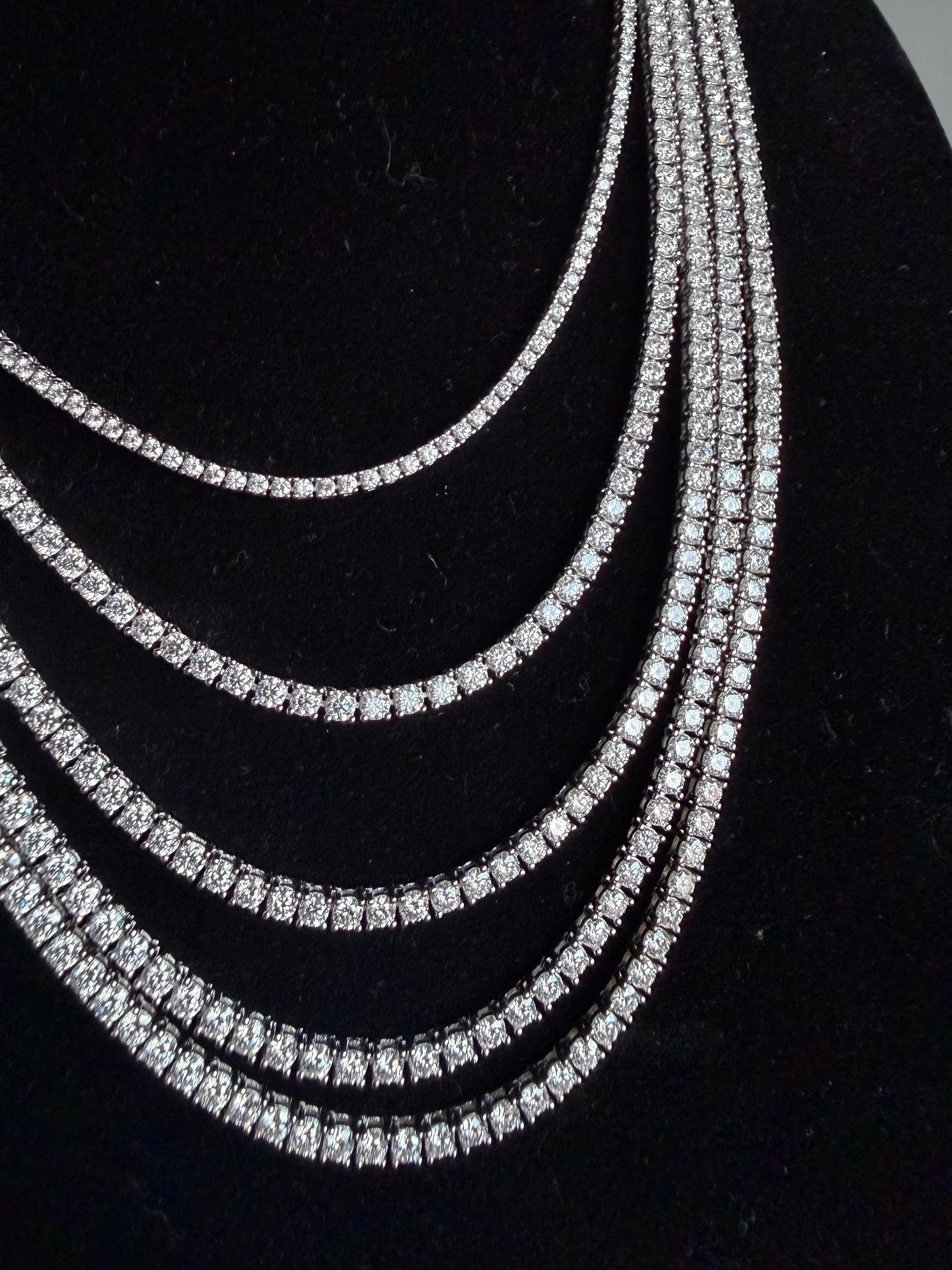 Gelati's Bespoke "Anturi"  Diamond Tennis Necklace in 999 Italian Silver & 18k Vermeil Gold - VVS1/CB 15Ctw