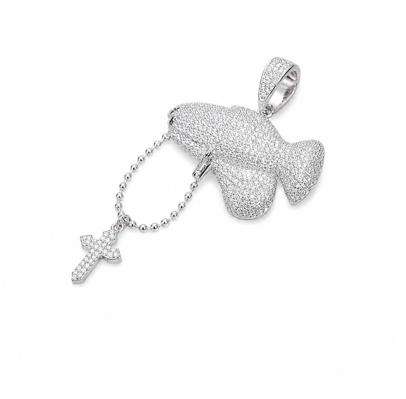 GELATI’S PRAYING HANDS DIAMOND PENDANT WITH 18K VERMEIL GOLD ACCENTS