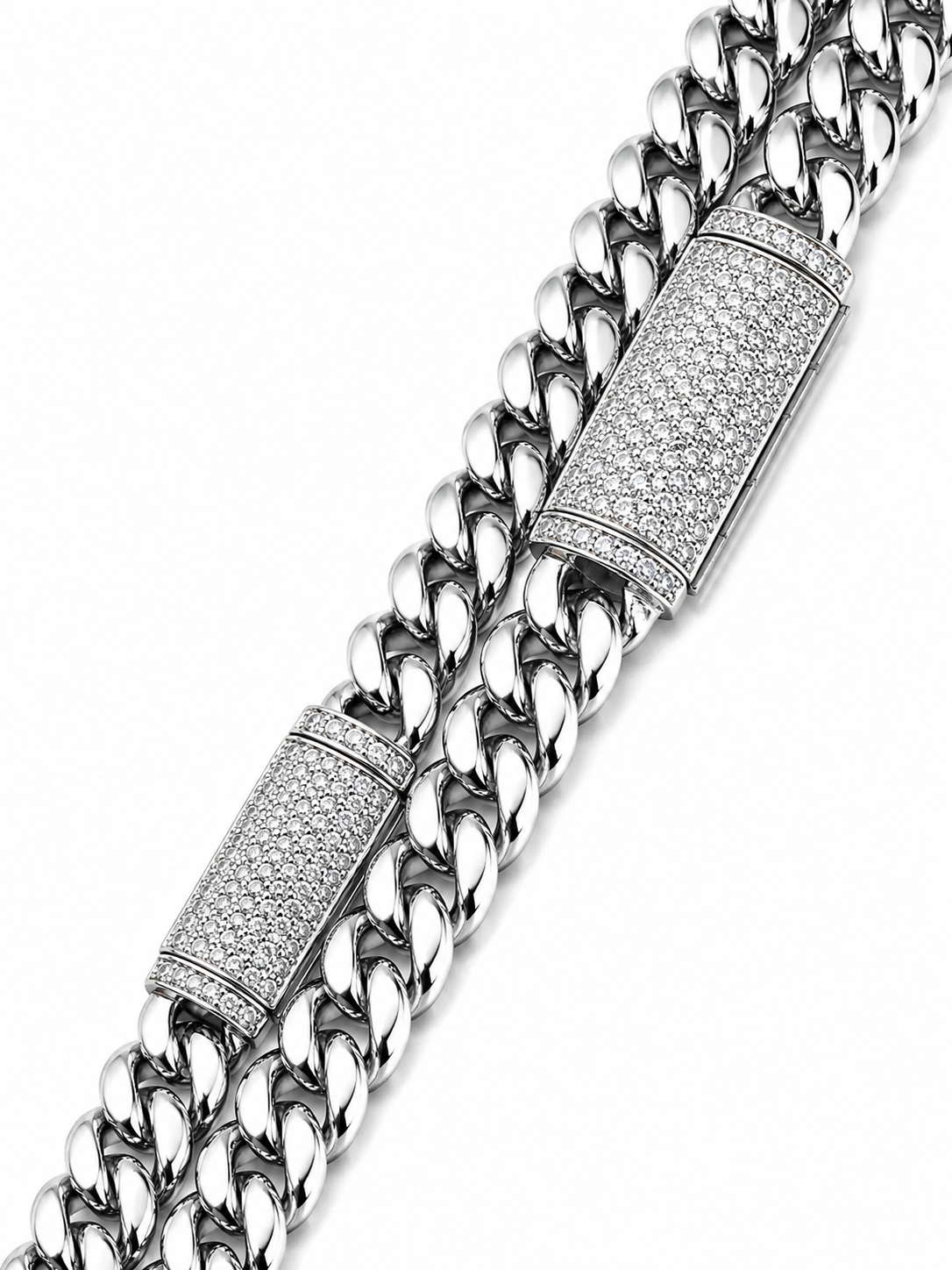 GELATI PLAIN MIAMI LINK NECKLACE – D-VVS1 Diamond Lock 925 Silver|Steel & 18K Vermeil