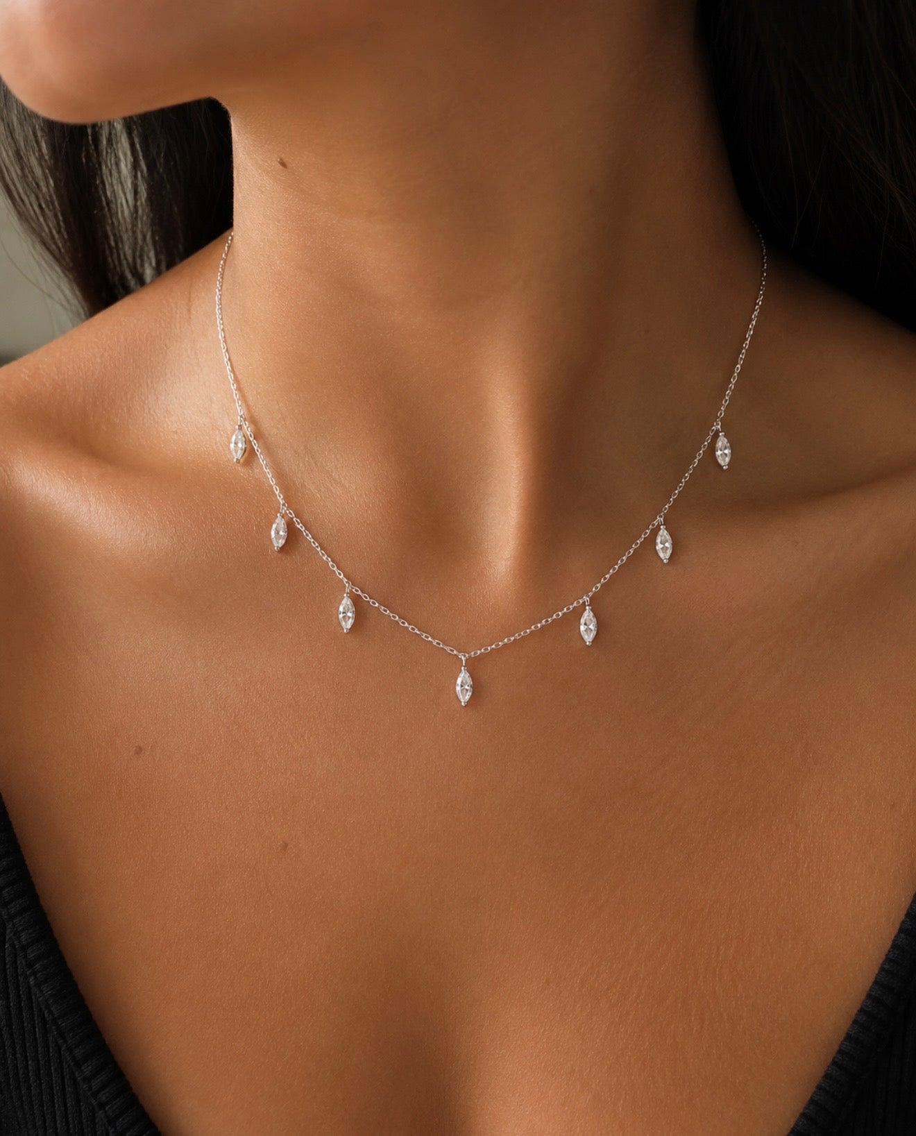 DROPTEAR MARQUISE NECKLACE – 1CTW DVVS1 MOISSANITE, 925 SILVER & 14K VERMEIL