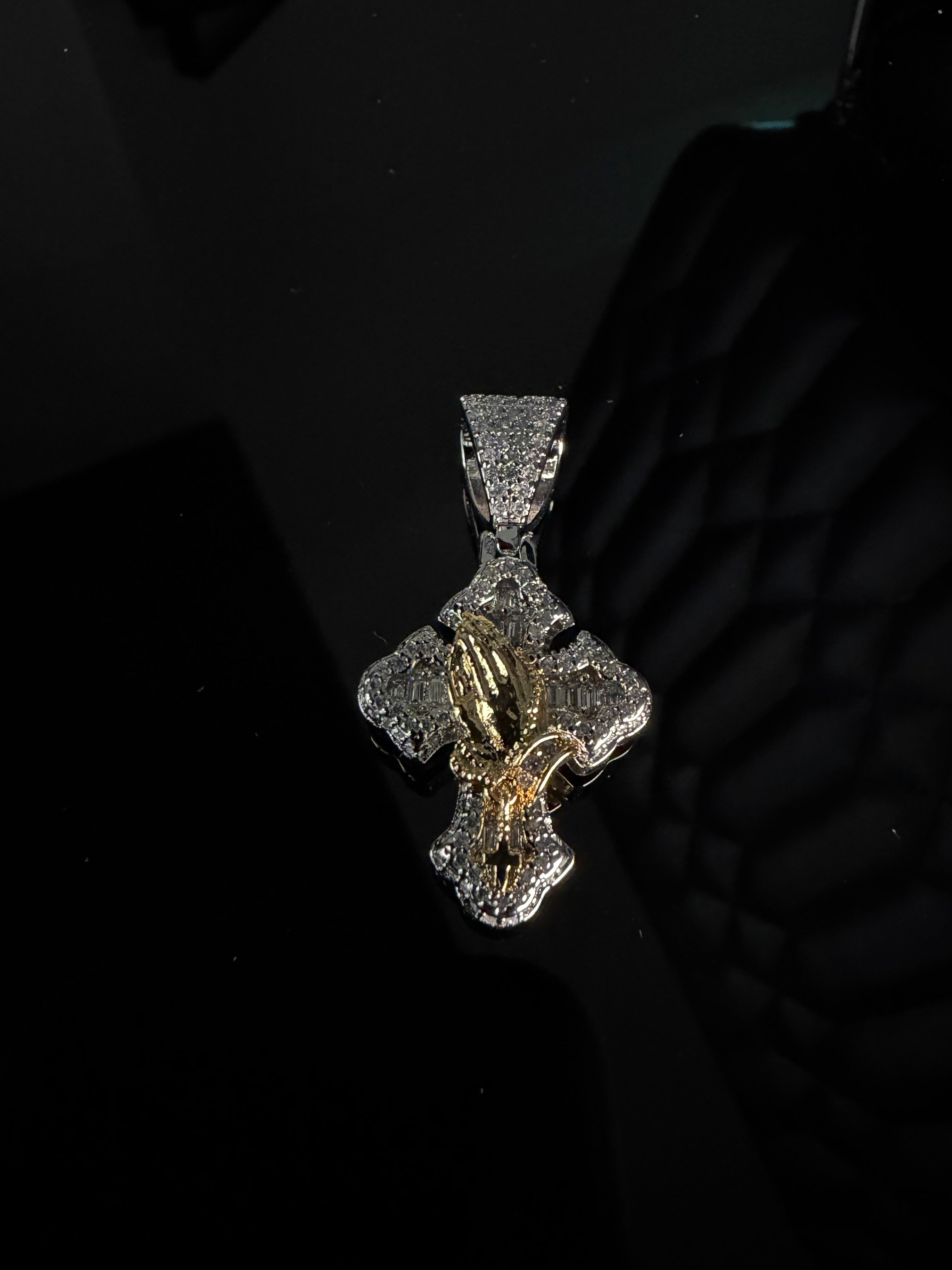 Gelati's "Prey On The Weak" V2 Baguette Setting CB Diamond Pendant In Solid Titanium & 18 Vermeil Gold Inlay + Free Silver 3mm Rope Chain