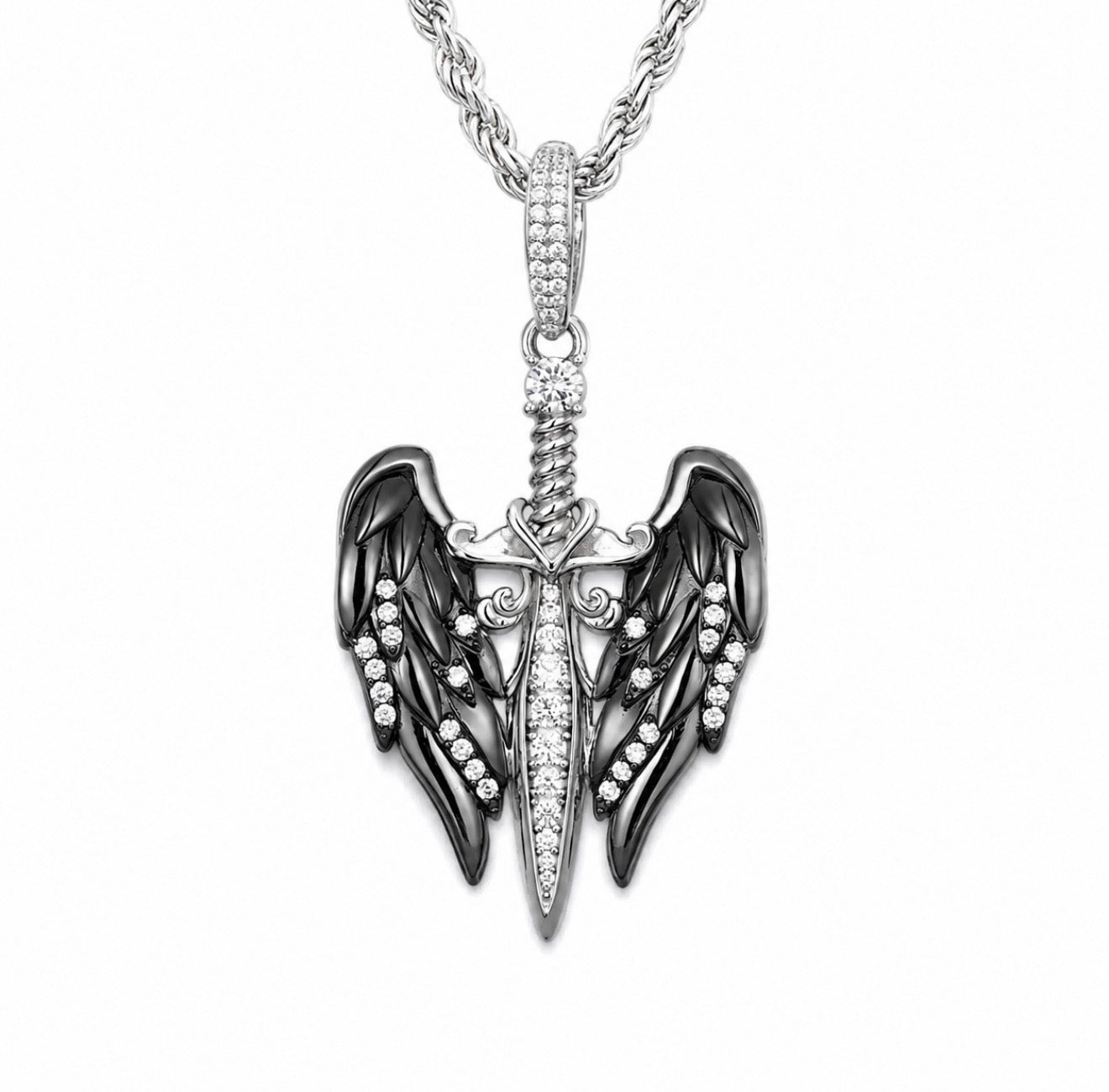 GELATI’S BESPOKE “DARK ANGEL” DIAMOND PENDANT IN 925 STERLING SILVER & VVS1 MOISSANITE DIAMONDS