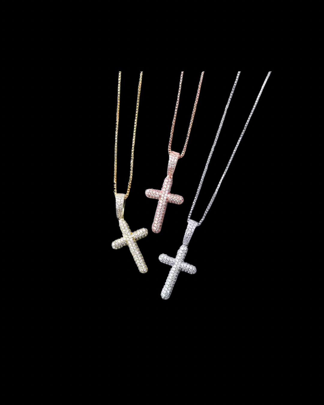 Gelati's Bussdown VVS1 Moissanite Spiked Prongue Cross Pendant in 925 Silver & Chain Included