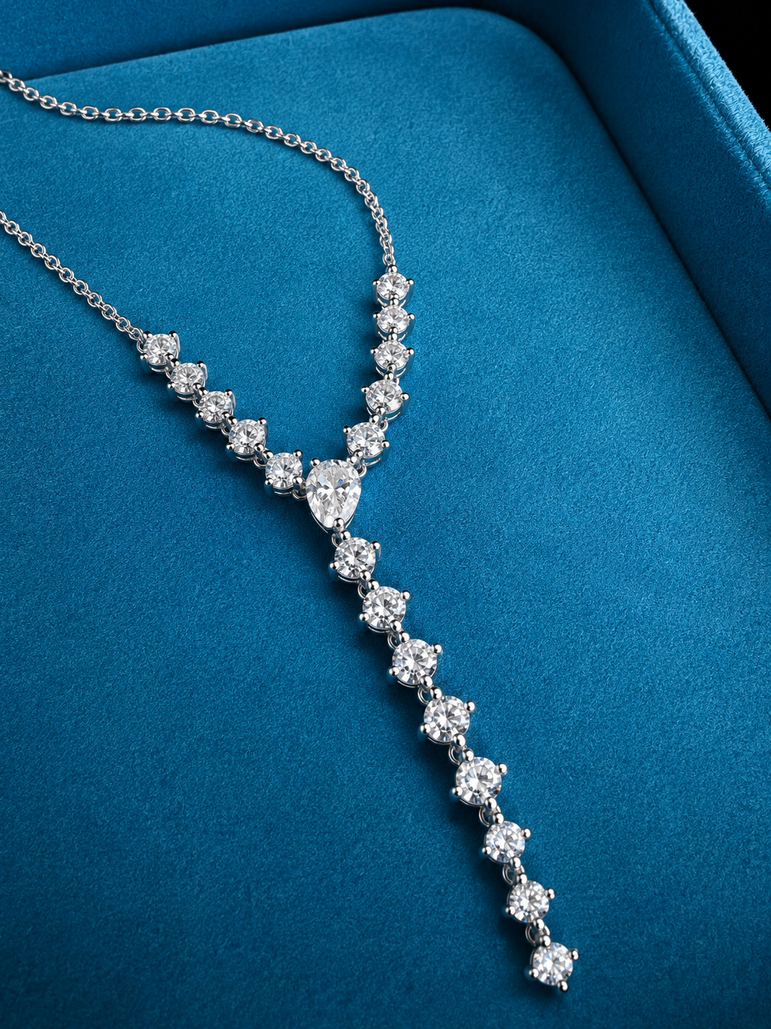 Gelati Celestia Drop Necklace — 3CTW FL/IF Lab Moissanite | 925 Silver & 18K White Gold