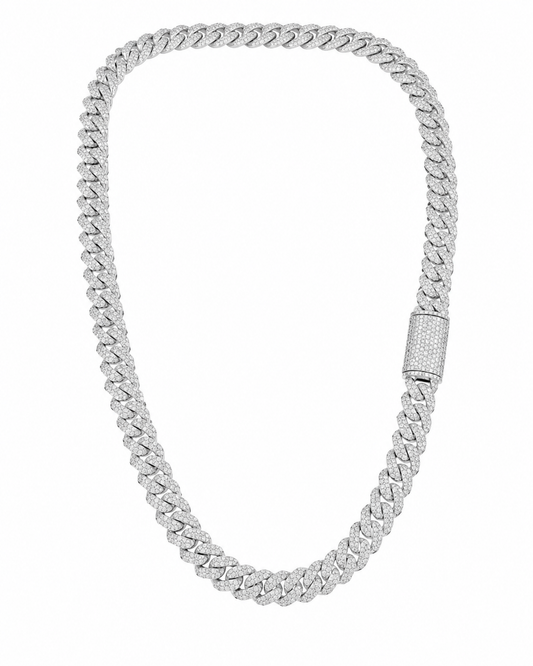Gelati Raised Pointer Cuban Necklace – CB/DVVS1 Moissanite, Titanium & 18K Vermeil (10MM)
