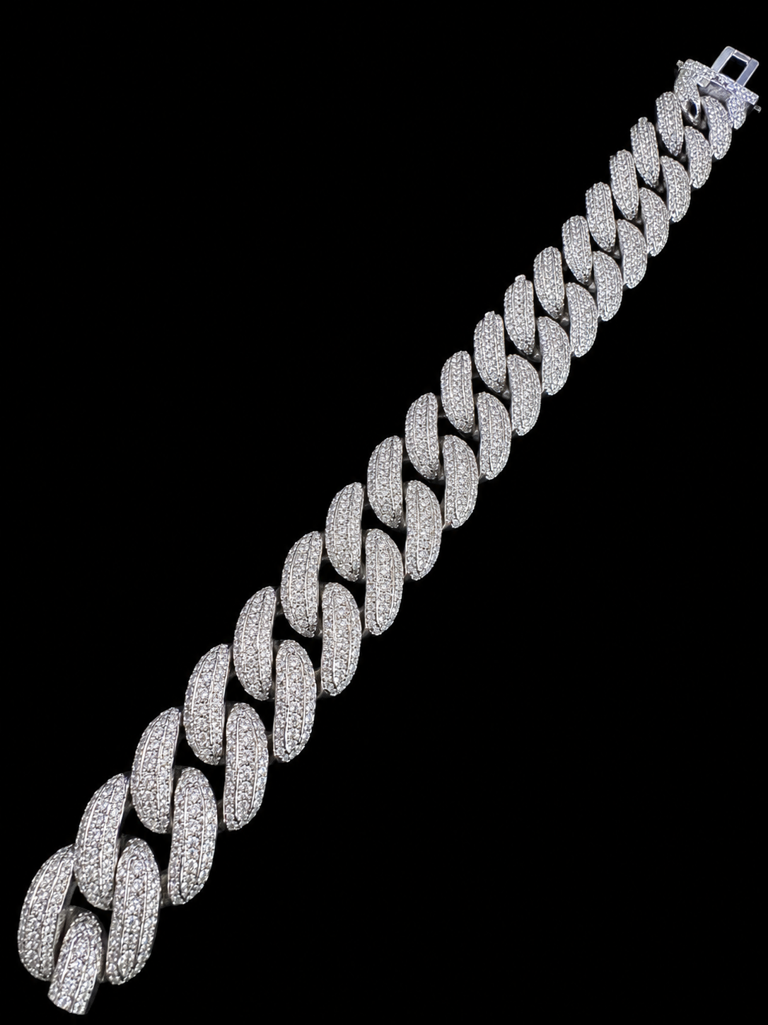 17MM Moon Link Cuban Bracelet -Tri Row Raised Pointers™ — FL-IF Certified Lab Moissanite | 925 Silver + 18K Vermeil Gold (Copy)