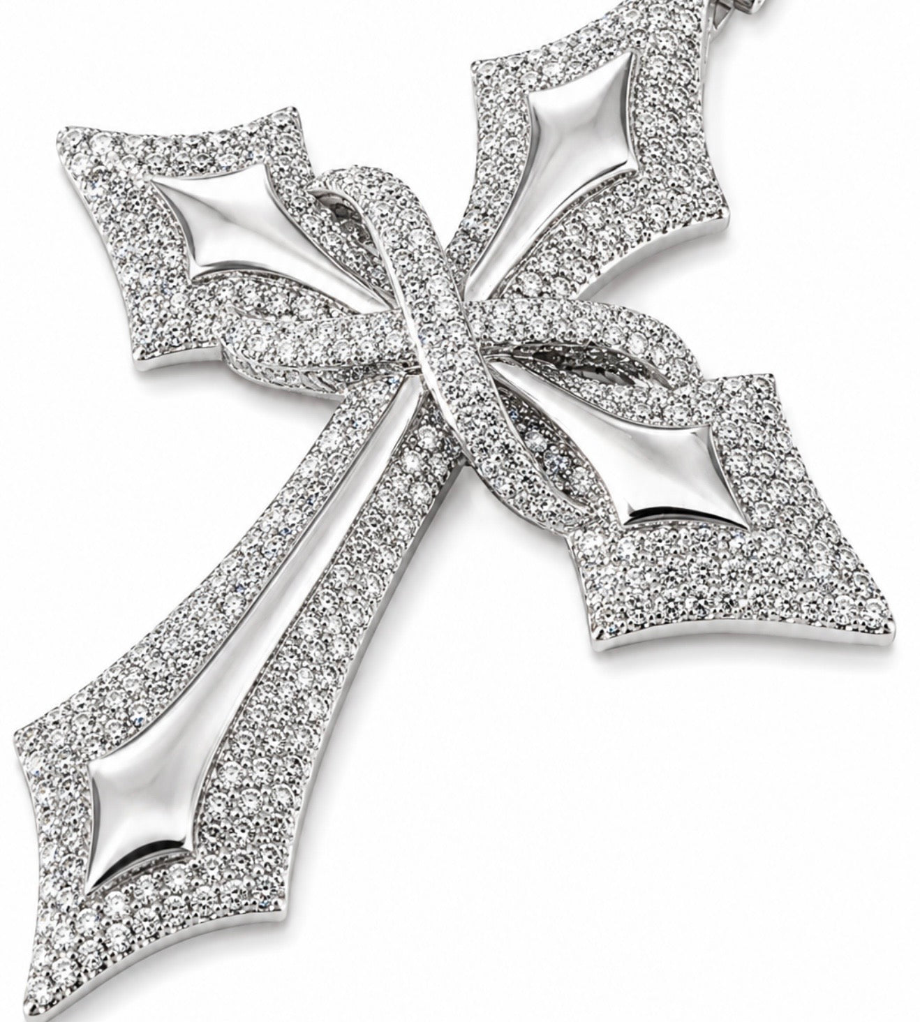 INFINITY CRUCIFIX PENDANT – IF-FL MOISSANITE, 925 SILVER & 18K VERMEIL