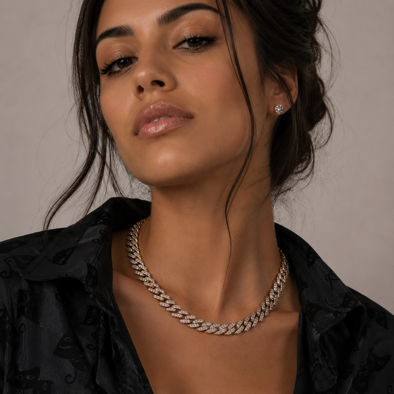 Gelati's Glaciale HCD/DVVS1 Lab Moissanite 10MM Prongue Miami Link Cuban Necklace in Steel & 18k Vermeil Gold Inlay