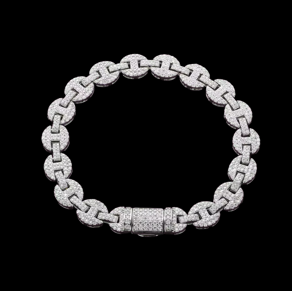 Gelati's 6MM Gucci Link VVS1 Diamond Bracelet in solid 925 Sterling Silver & 18k Vermeil Gold