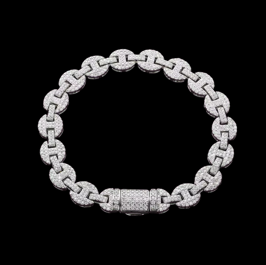 Gelati's 6MM Gucci Link VVS1 Diamond Bracelet in solid 925 Sterling Silver & 18k Vermeil Gold