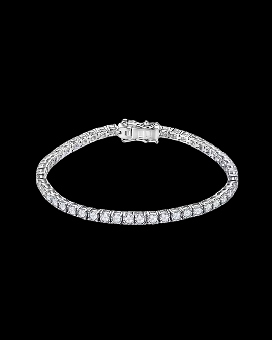 Gelati's Bespoke VVS1/CB 8CT Diamond "Glaciale"  Round & Square Cut Tennis Bracelet in 925 Silver & 18k Vermeil Gold