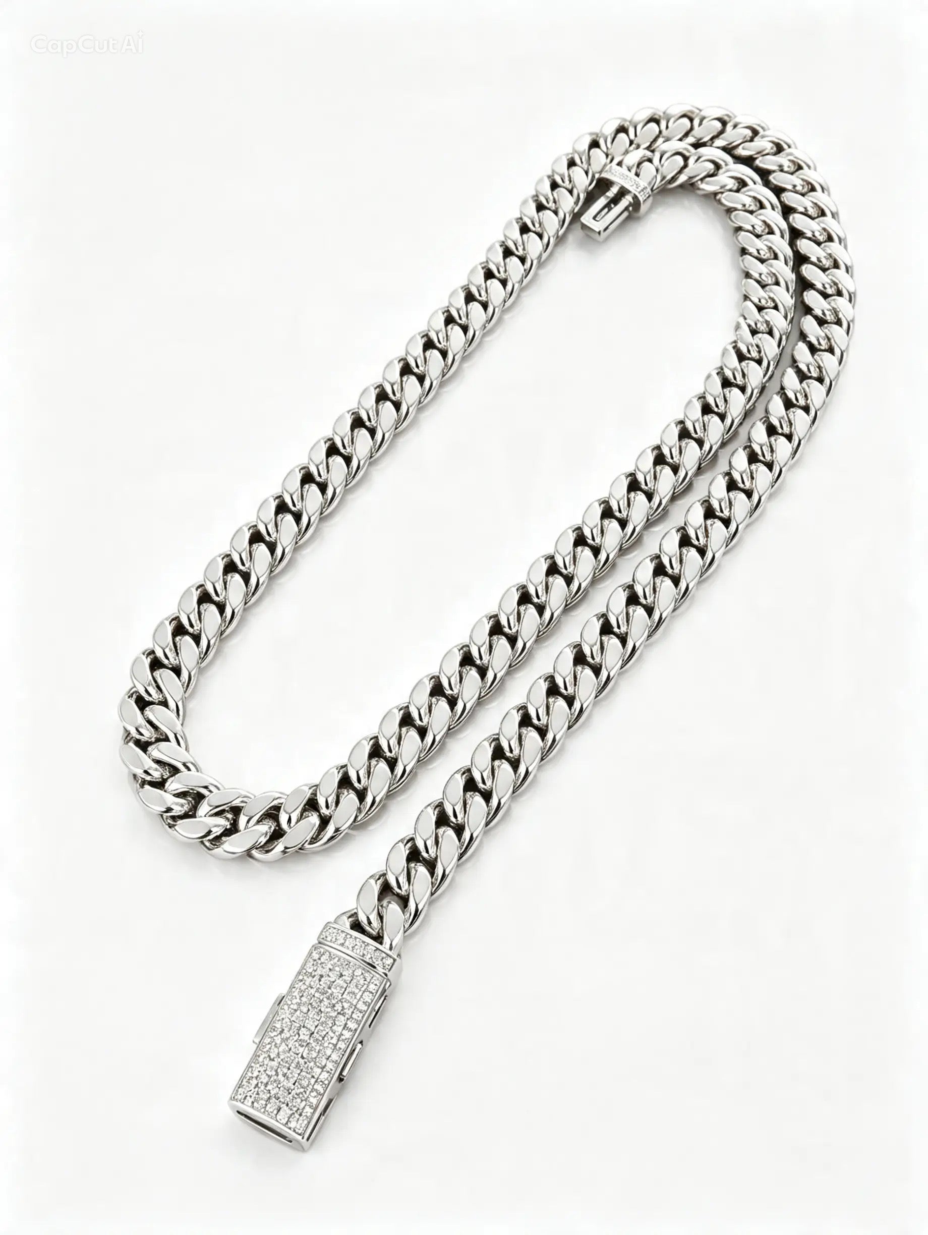 GELATI PLAIN MIAMI LINK NECKLACE – D-VVS1 Diamond Lock 925 Silver|Steel & 18K Vermeil
