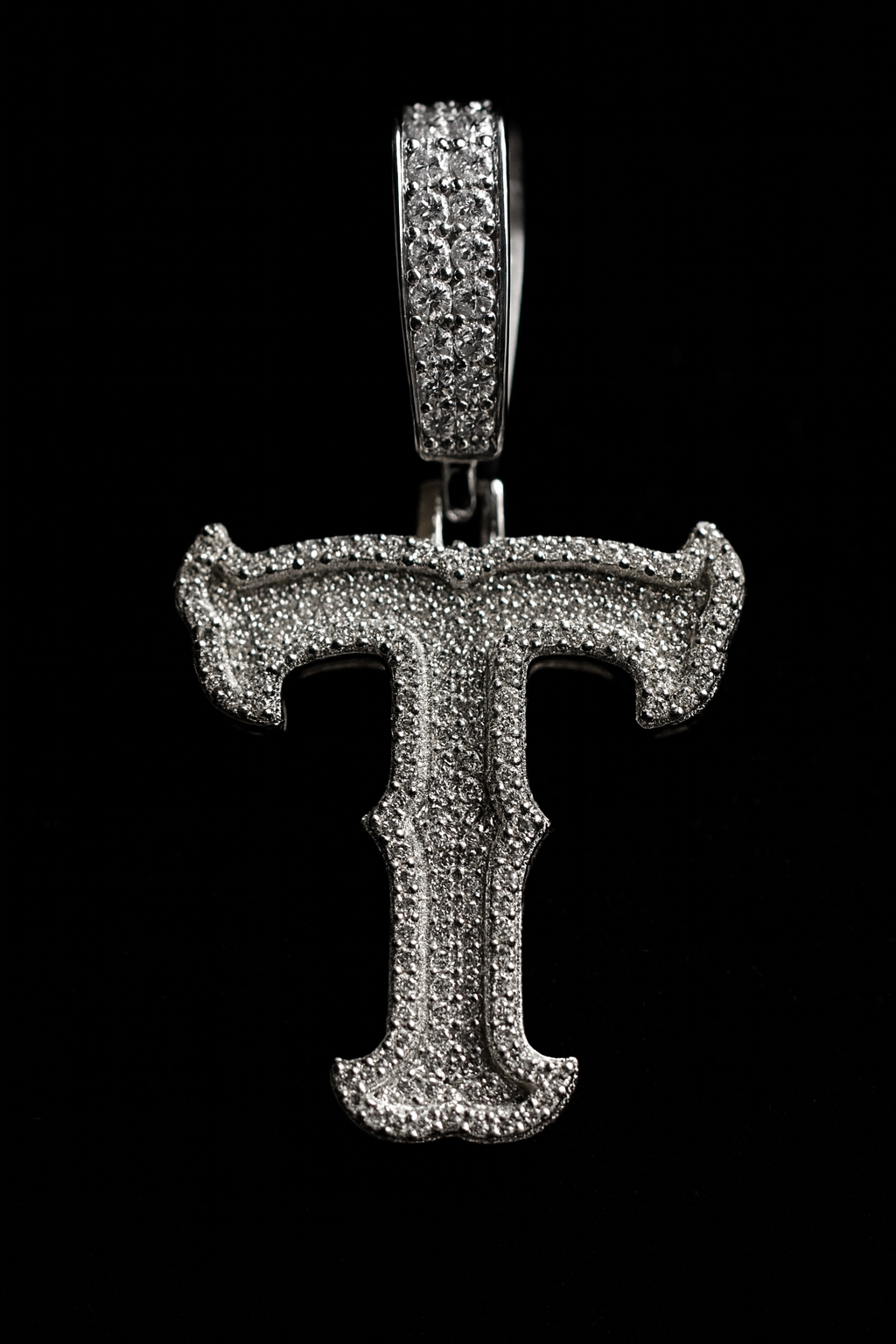 Gelati's Bespoke Custom Moissanite Lab Diamond FL-IF Initial Letters In 925 Sterling Silver & 18k Vermeil Gold Inlay