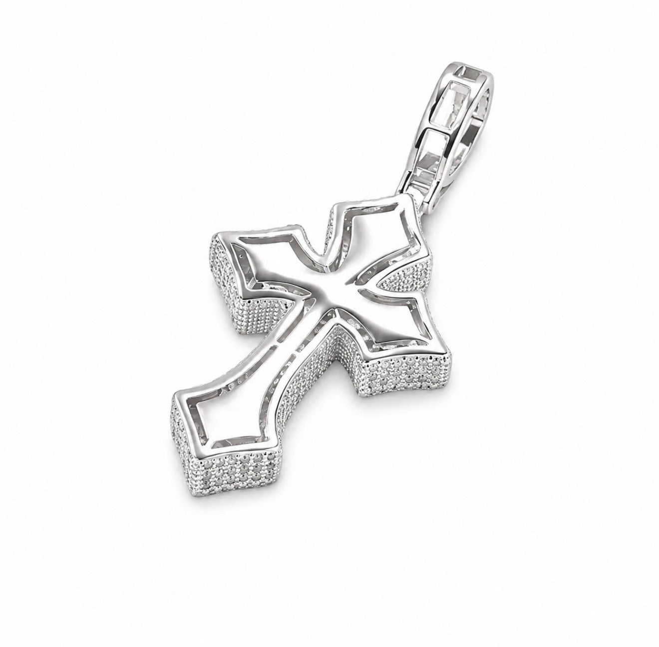 GELATI’S CRUSADE MICRO PAVE DIAMOND CROSS PENDANT IN STEEL & 18K VERMEIL GOLD ACCENTS
