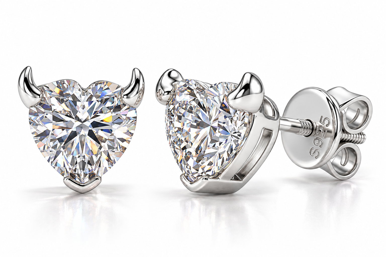GELATI DIAMOND DEVIL EARRINGS | FL-IF FLAWLESS MOISSANITE | 925 STERLING SILVER | 18K VERMEIL GOLD