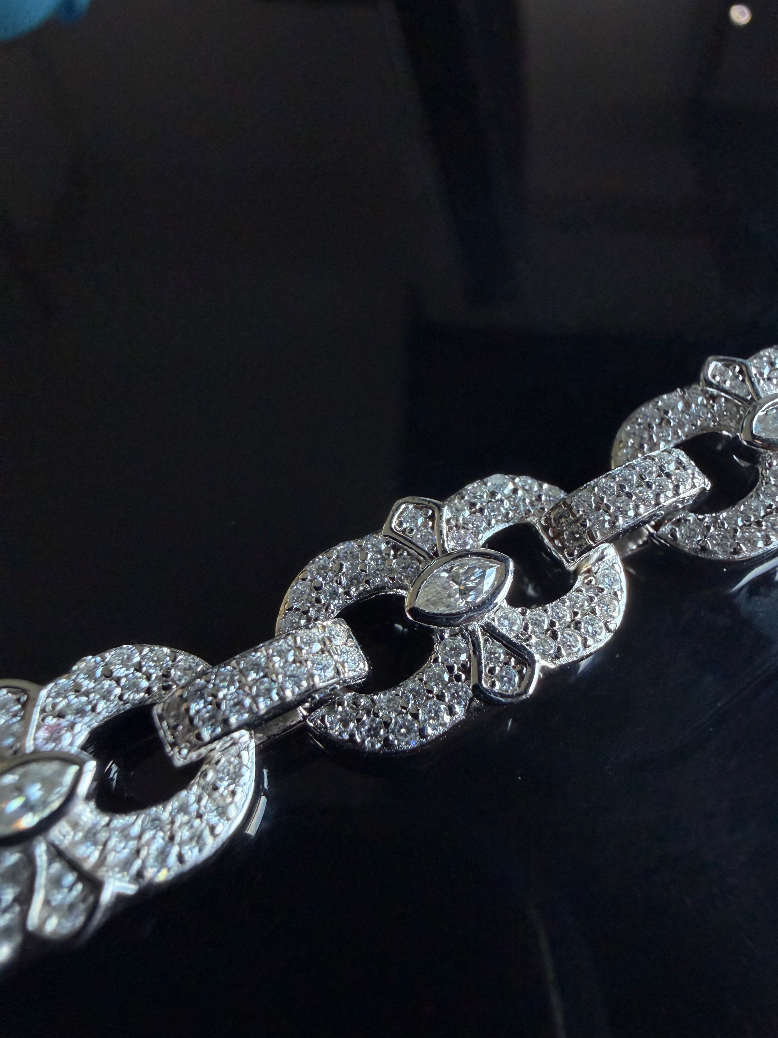 Gelati's Infinity Link & Marquise Cut Hybrid VVS1 Diamond Bracelet in solid 925 Sterling Silver & 18k Vermeil Gold Inlay