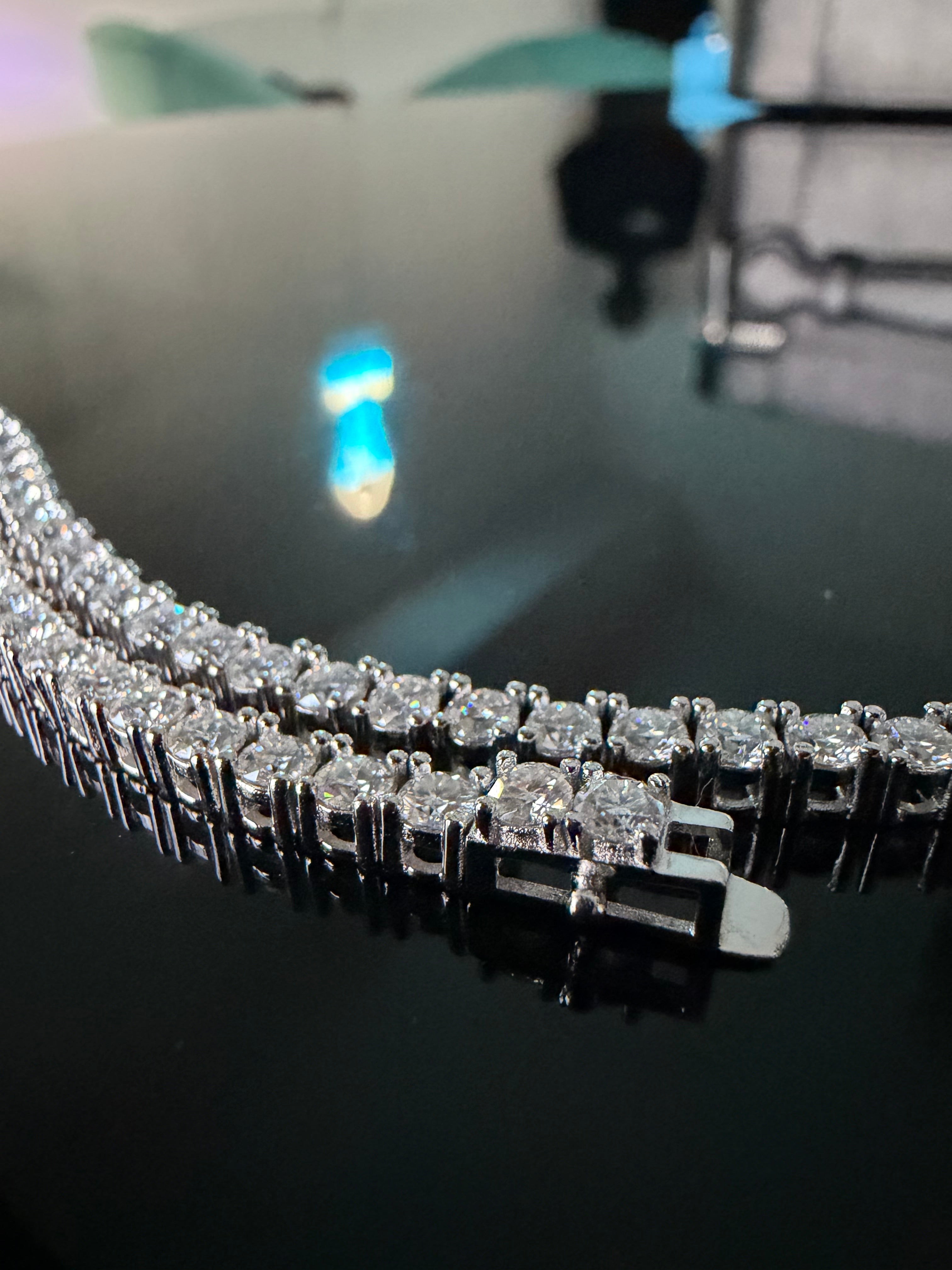 Gelati's Bespoke VVS1/CB 8CT Diamond "Glaciale"  Round & Square Cut Tennis Bracelet in 925 Silver & 18k Vermeil Gold