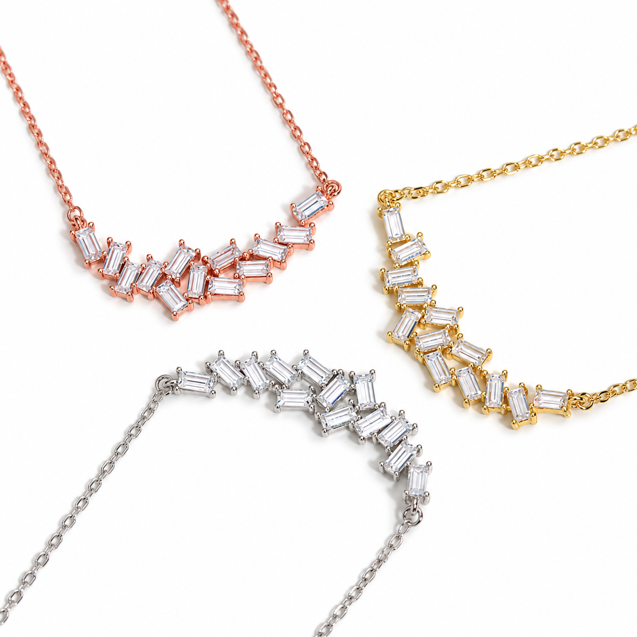 GELATI BESPOKE EMERALD CUT HERITAGE NECKLACE | FL-IF Moissanite | 925 Sterling Silver | 18K Vermeil Gold